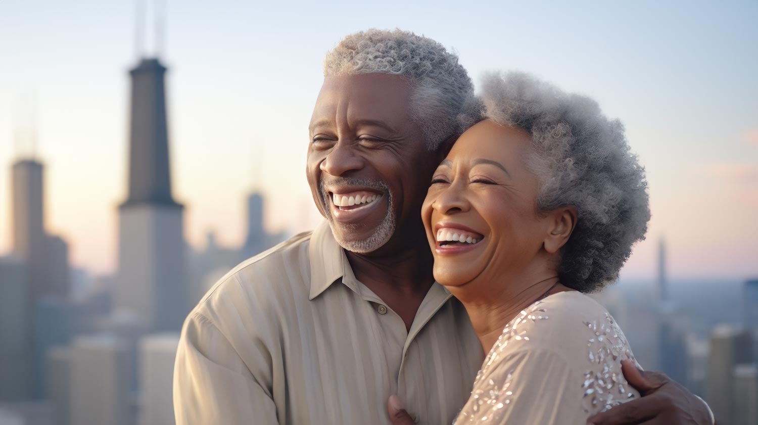 Senior couple in Chicago watching the sunset. Photo appears on a page about using credit unions as art of your retirement planning strategy.